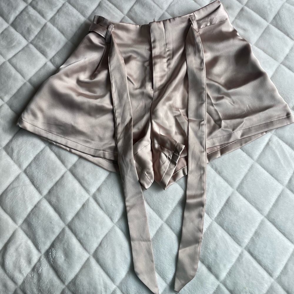 Champagne satin shorts